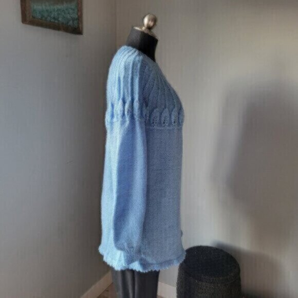Handmade knit Sweater Blue Sz L-XL - Picture 8 of 13